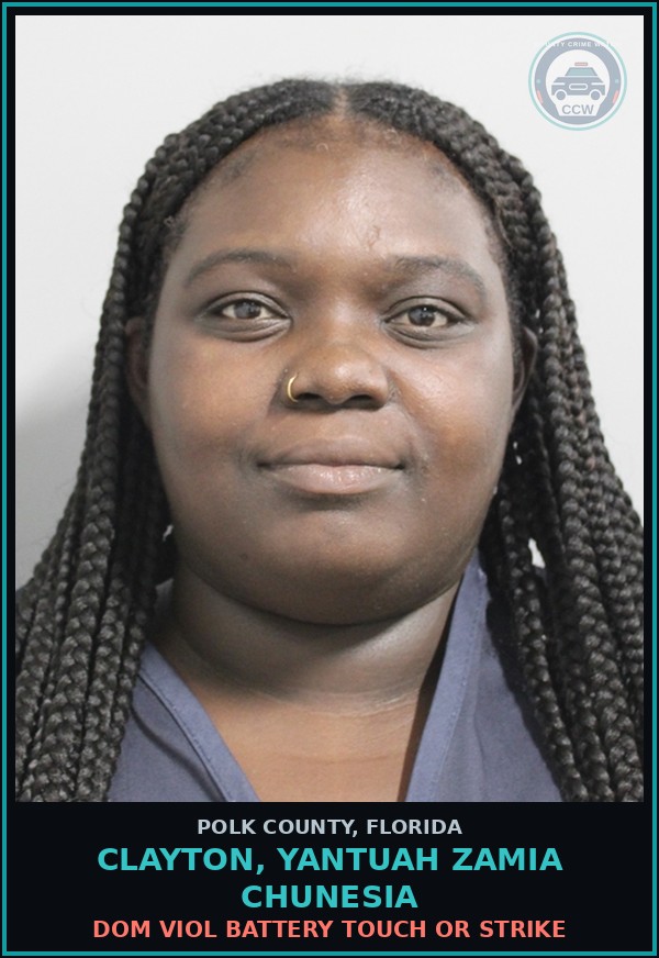 Booking mugshot of CLAYTON, YANTUAH ZAMIA CHUNESIA in Polk County
