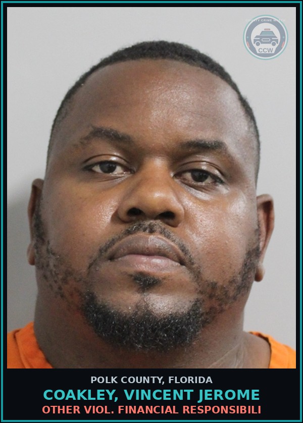 Booking mugshot of COAKLEY, VINCENT JEROME in Polk County