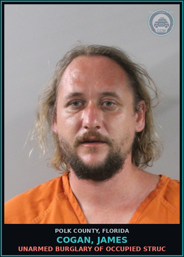 Booking mugshot of COGAN, JAMES in Polk County