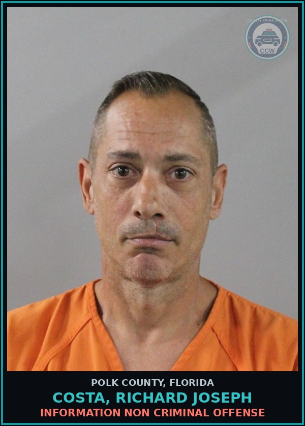 Booking mugshot of COSTA, RICHARD JOSEPH in Polk County