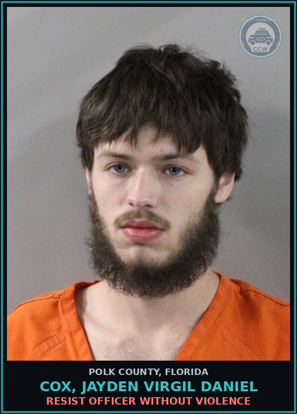 Booking mugshot of COX, JAYDEN VIRGIL DANIEL in Polk County