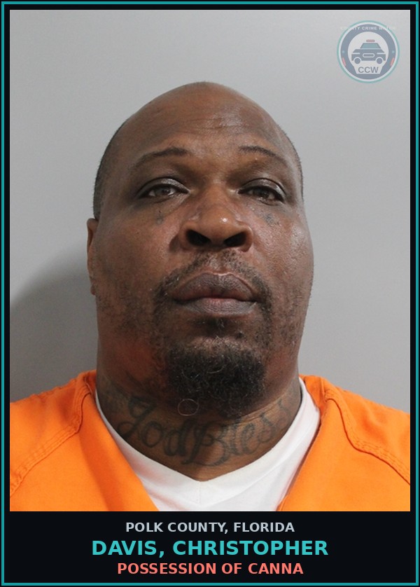 Booking mugshot of DAVIS, CHRISTOPHER in Polk County