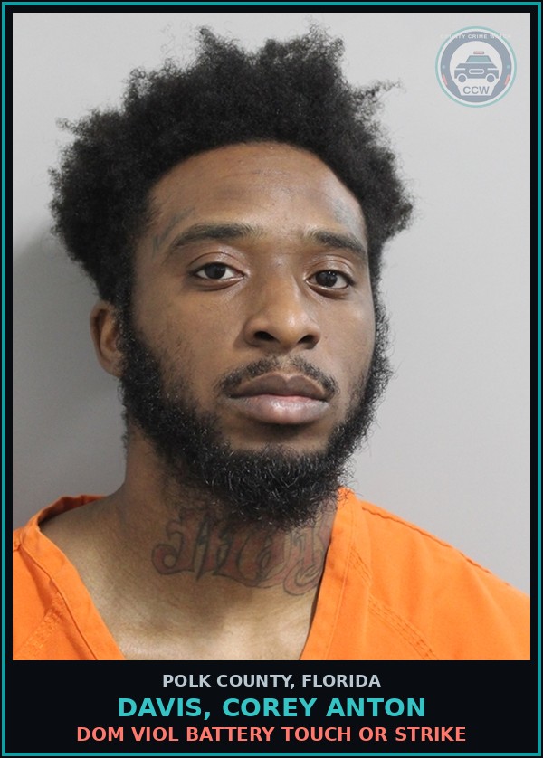 Booking mugshot of DAVIS, COREY ANTON in Polk County