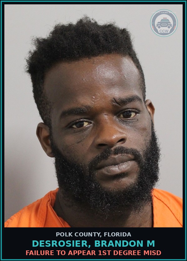 Booking mugshot of DESROSIER, BRANDON M in Polk County