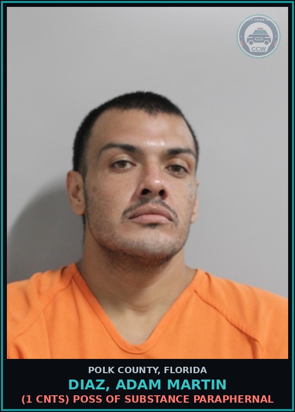Booking mugshot of DIAZ, ADAM MARTIN in Polk County
