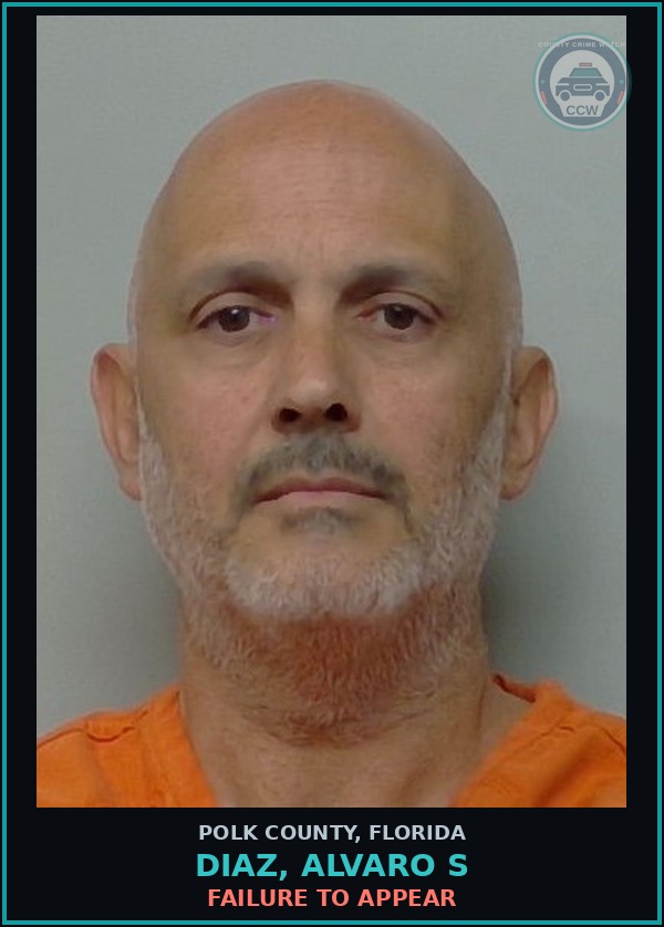 Booking mugshot of DIAZ, ALVARO S in Polk County