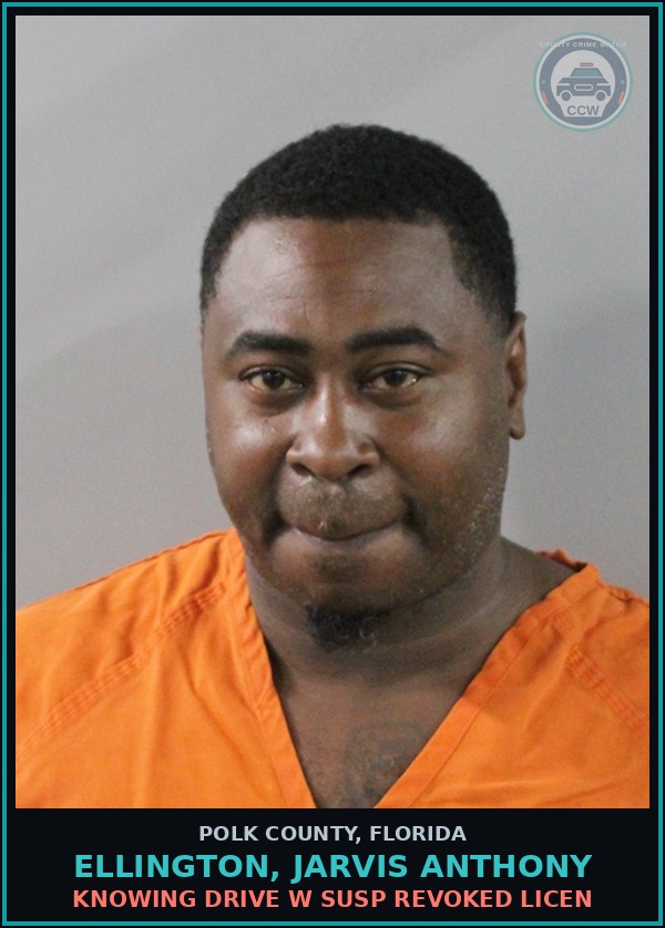 Booking mugshot of ELLINGTON, JARVIS ANTHONY in Polk County