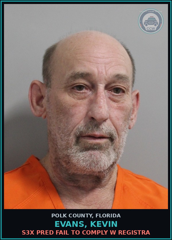 Booking mugshot of EVANS, KEVIN in Polk County
