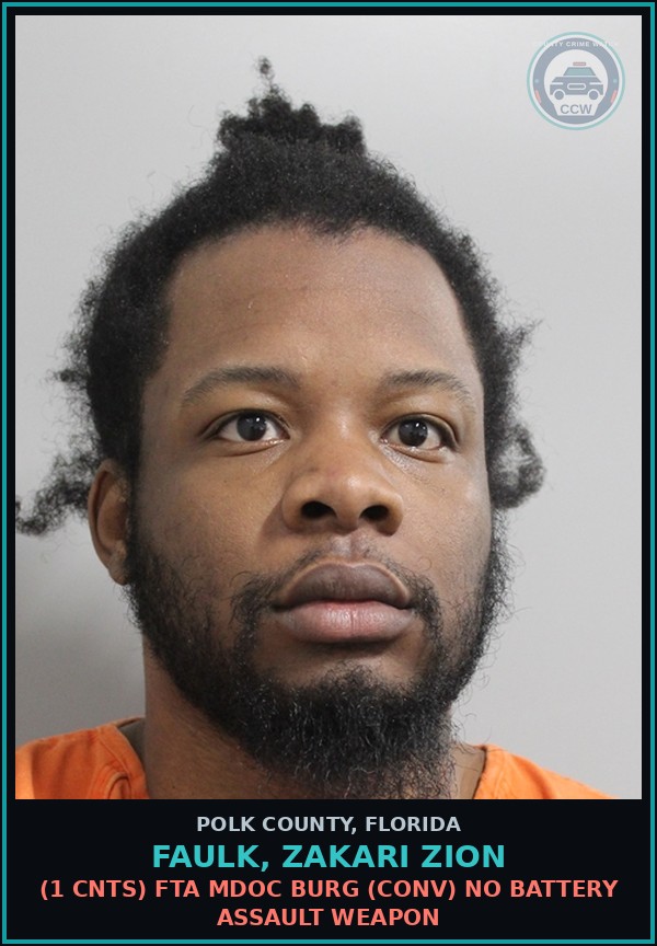 Booking mugshot of FAULK, ZAKARI ZION in Polk County