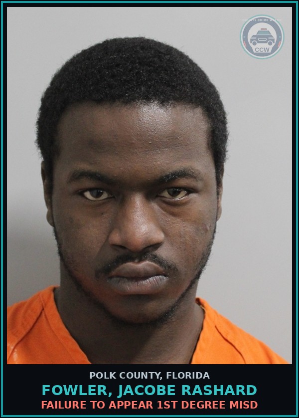Booking mugshot of FOWLER, JACOBE RASHARD in Polk County