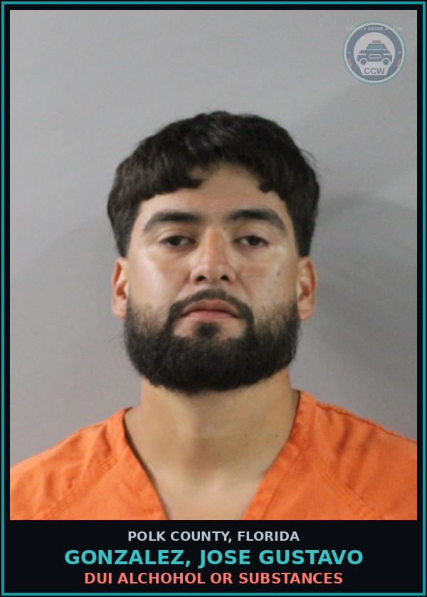 Booking mugshot of GONZALEZ, JOSE GUSTAVO in Polk County
