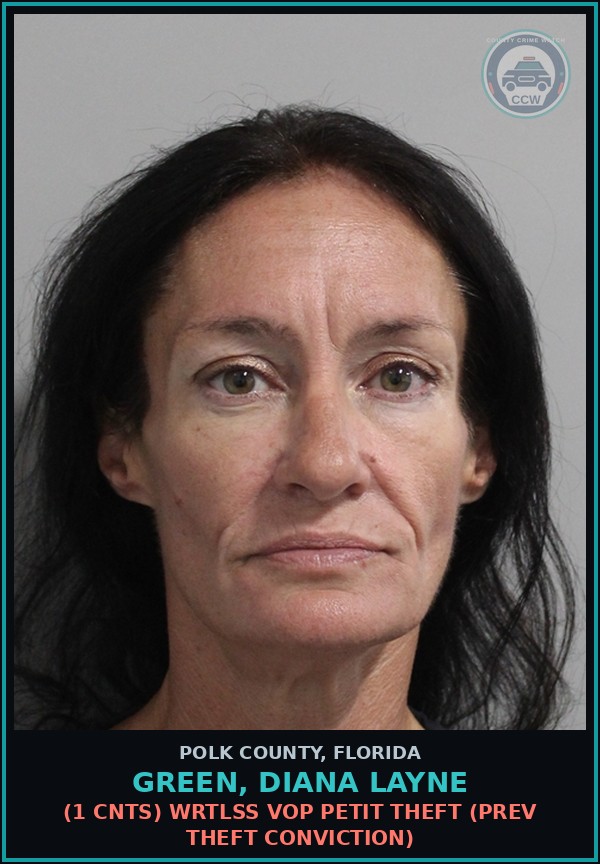 Booking mugshot of GREEN, DIANA LAYNE in Polk County