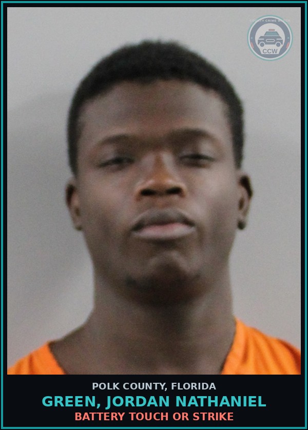 Booking mugshot of GREEN, JORDAN NATHANIEL in Polk County