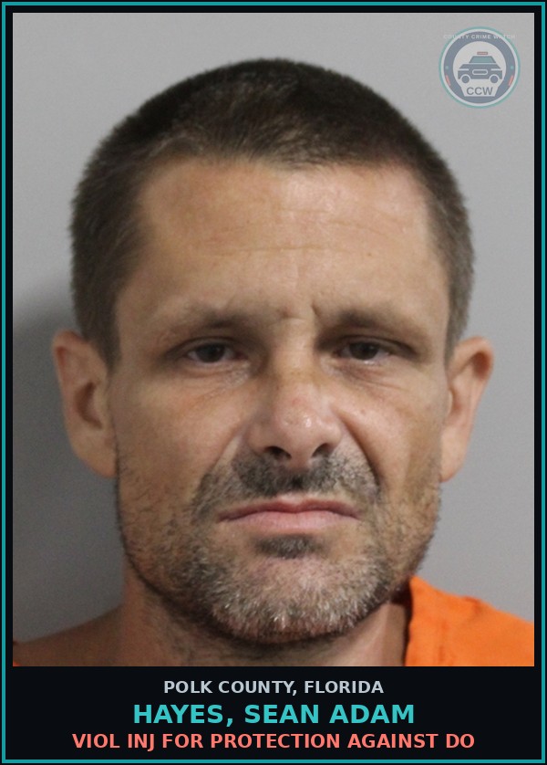 Booking mugshot of HAYES, SEAN ADAM in Polk County