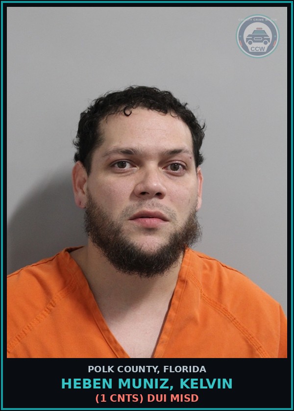 Booking mugshot of HEBEN MUNIZ, KELVIN in Polk County