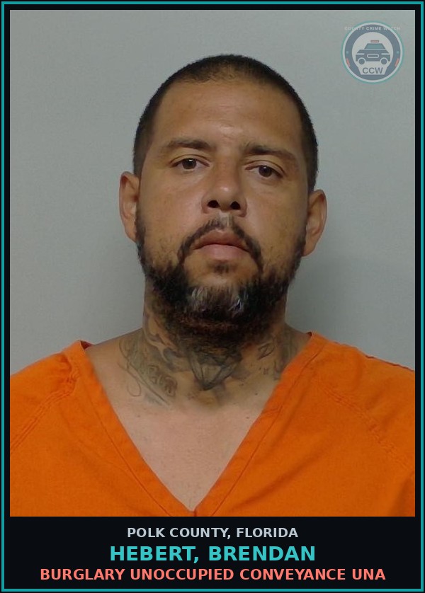 Booking mugshot of HEBERT, BRENDAN in Polk County