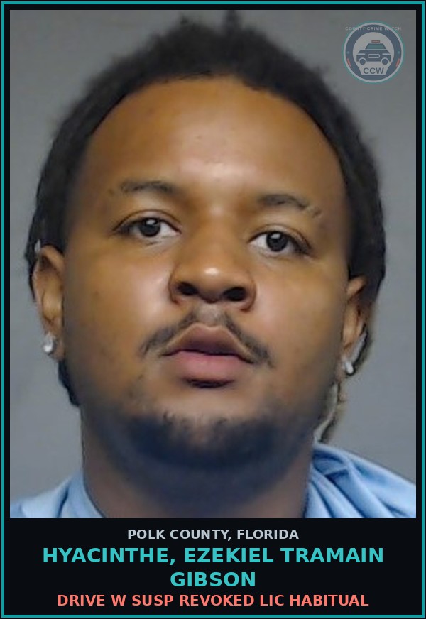 Booking mugshot of HYACINTHE, EZEKIEL TRAMAIN GIBSON in Polk County