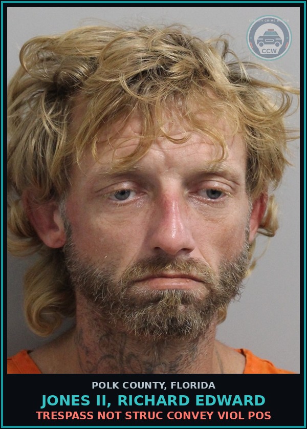 Booking mugshot of JONES II, RICHARD EDWARD in Polk County