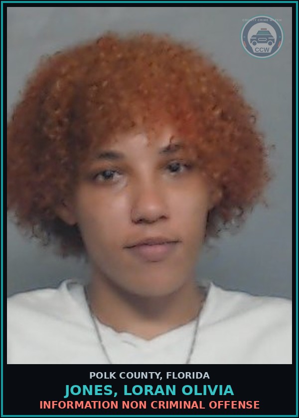 Booking mugshot of JONES, LORAN OLIVIA in Polk County