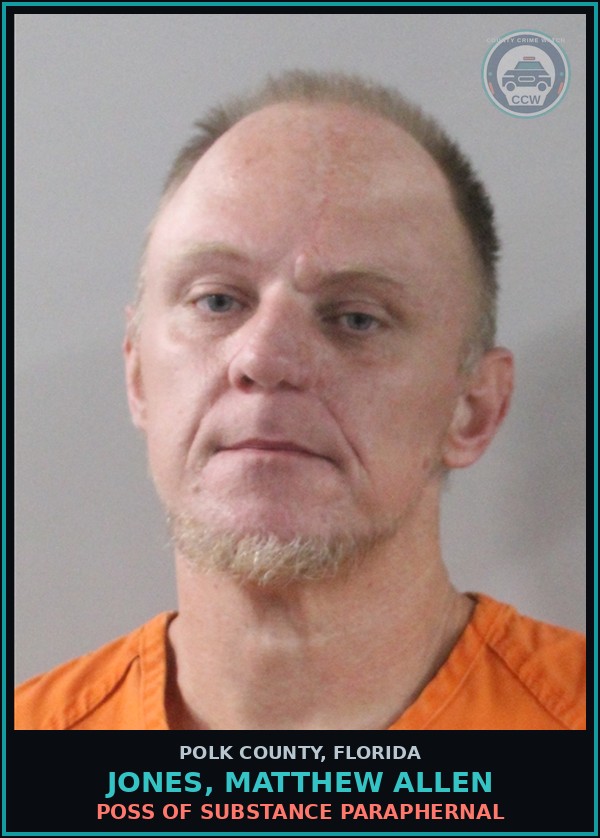 Booking mugshot of JONES, MATTHEW ALLEN in Polk County