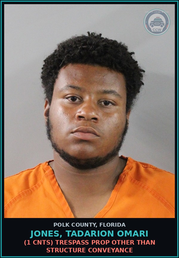 Booking mugshot of JONES, TADARION OMARI in Polk County