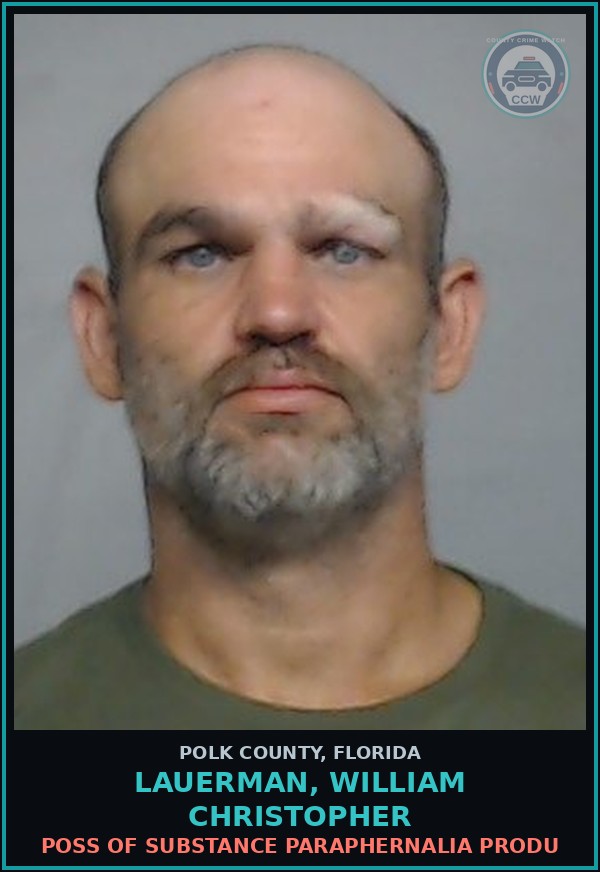 Booking mugshot of LAUERMAN, WILLIAM CHRISTOPHER in Polk County