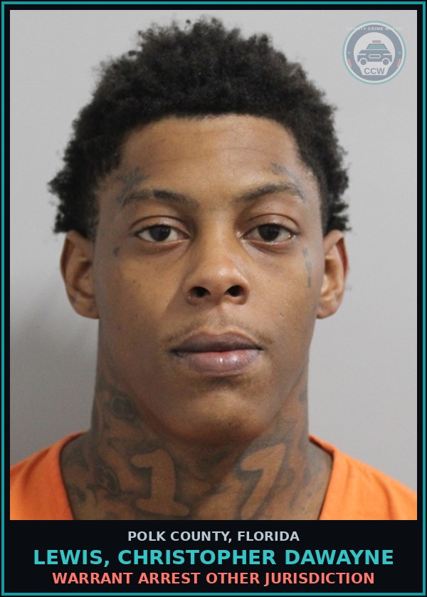 Booking mugshot of LEWIS, CHRISTOPHER DAWAYNE in Polk County