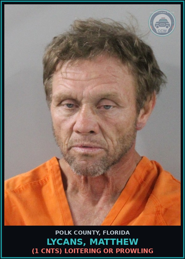 Booking mugshot of LYCANS, MATTHEW in Polk County
