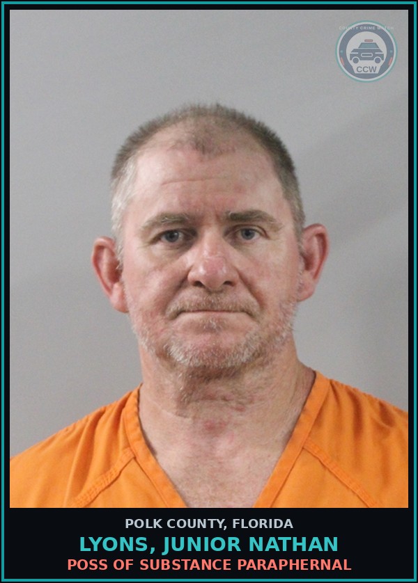 Booking mugshot of LYONS, JUNIOR NATHAN in Polk County