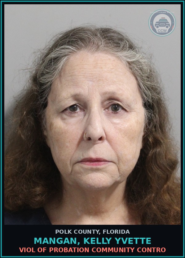 Booking mugshot of MANGAN, KELLY YVETTE in Polk County