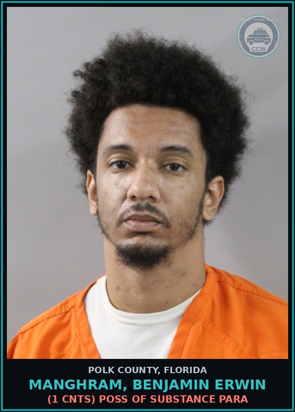 Booking mugshot of MANGHRAM, BENJAMIN ERWIN in Polk County