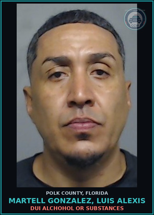 Booking mugshot of MARTELL GONZALEZ, LUIS ALEXIS in Polk County