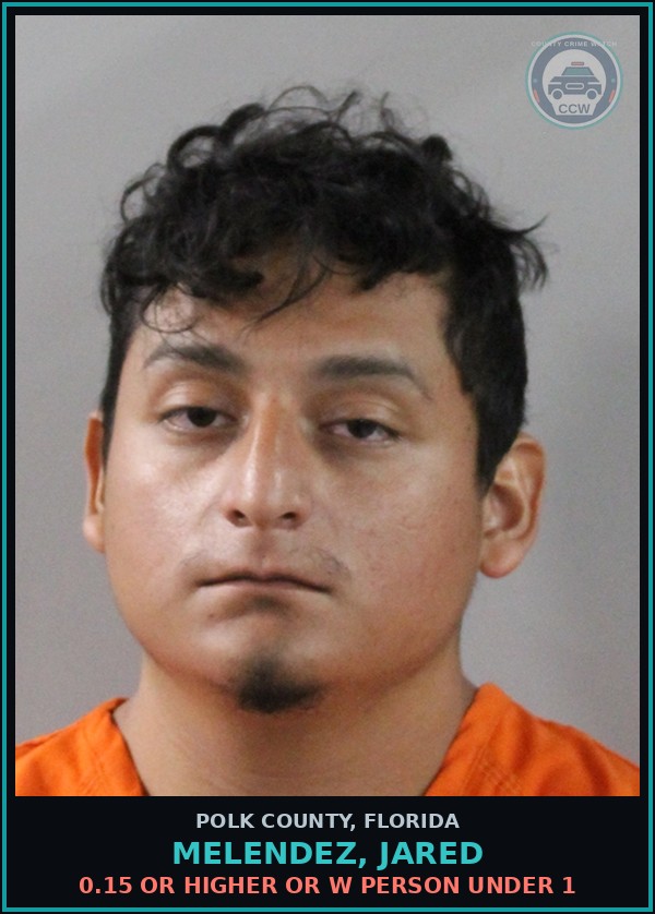 Booking mugshot of MELENDEZ, JARED in Polk County