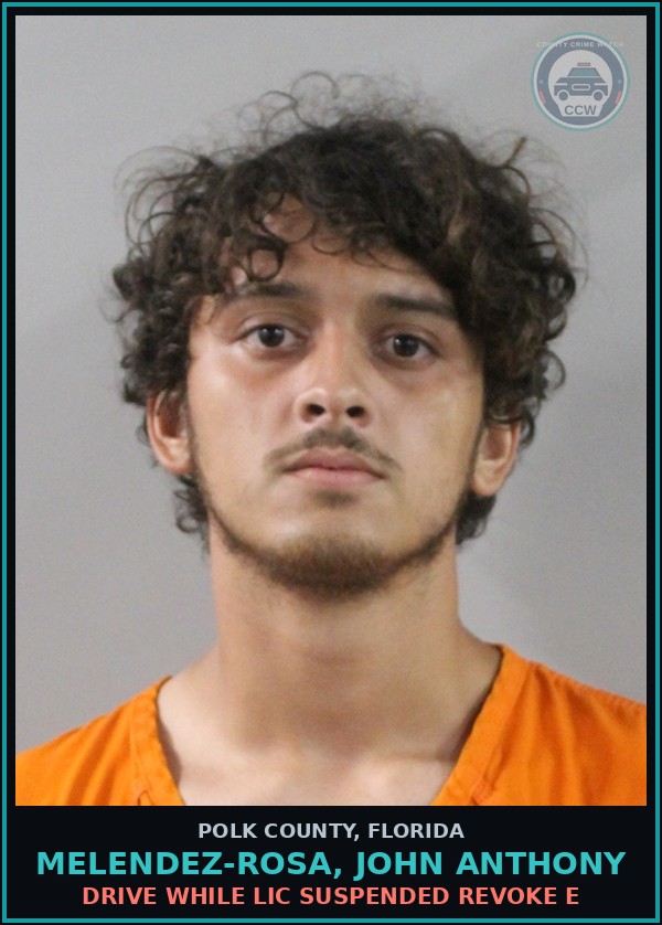 Booking mugshot of MELENDEZ-ROSA, JOHN ANTHONY in Polk County