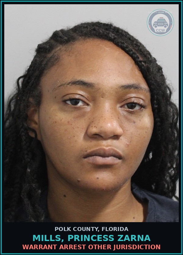 Booking mugshot of MILLS, PRINCESS ZARNA in Polk County