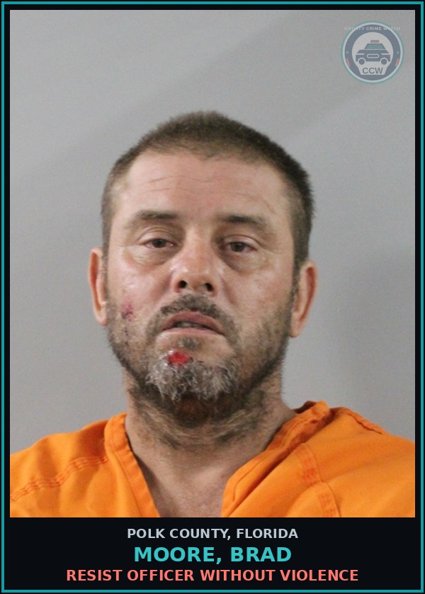Booking mugshot of MOORE, BRAD in Polk County