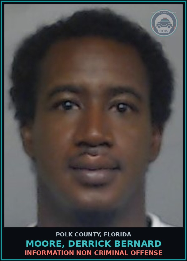Booking mugshot of MOORE, DERRICK BERNARD in Polk County