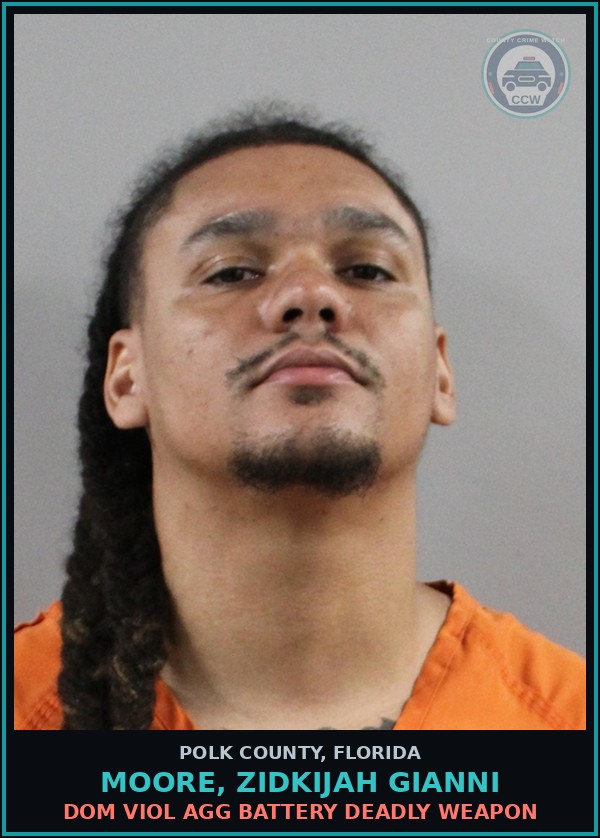 Booking mugshot of MOORE, ZIDKIJAH GIANNI in Polk County