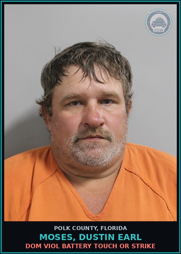 Booking mugshot of MOSES, DUSTIN EARL in Polk County