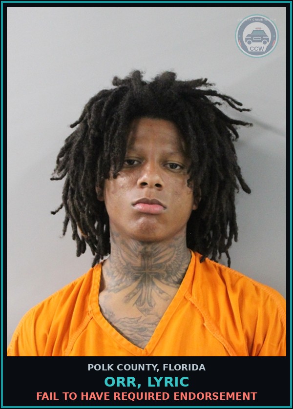 Booking mugshot of ORR, LYRIC in Polk County