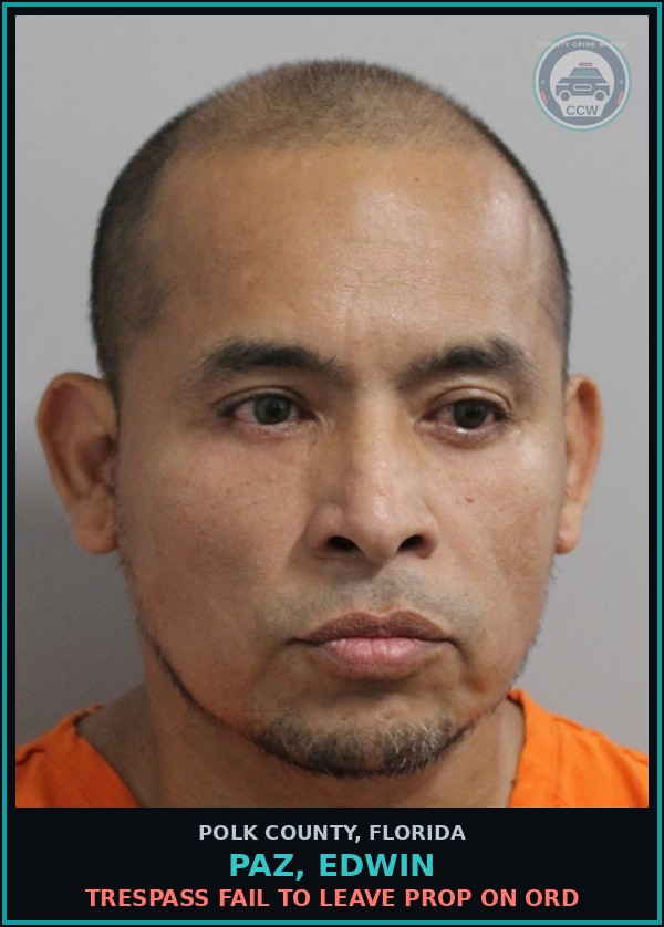 Booking mugshot of PAZ, EDWIN in Polk County