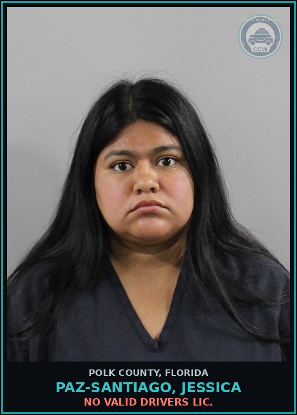 Booking mugshot of PAZ-SANTIAGO, JESSICA in Polk County