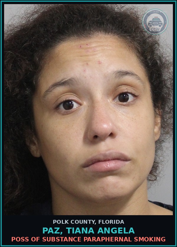 Booking mugshot of PAZ, TIANA ANGELA in Polk County