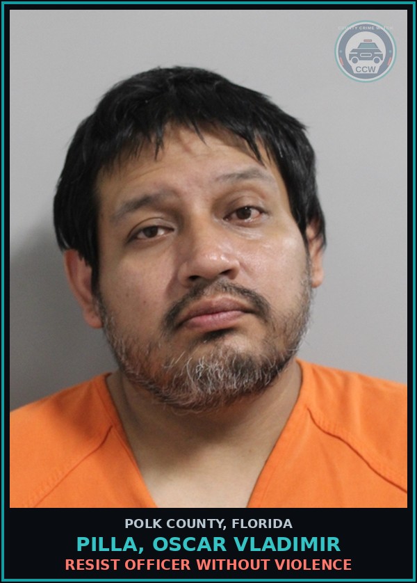Booking mugshot of PILLA, OSCAR VLADIMIR in Polk County