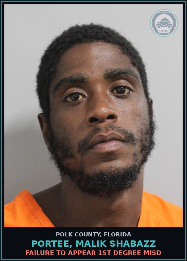 Booking mugshot of PORTEE, MALIK SHABAZZ in Polk County