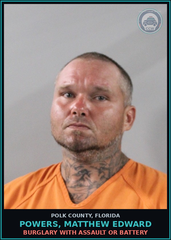 Booking mugshot of POWERS, MATTHEW EDWARD in Polk County
