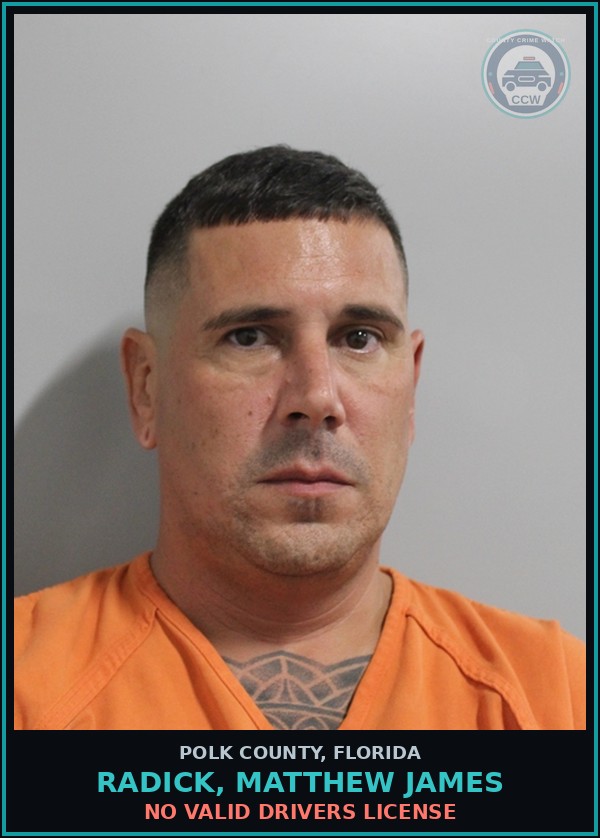 Booking mugshot of RADICK, MATTHEW JAMES in Polk County