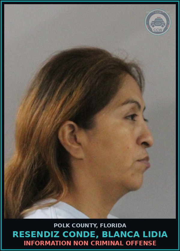 Booking mugshot of RESENDIZ CONDE, BLANCA LIDIA in Polk County