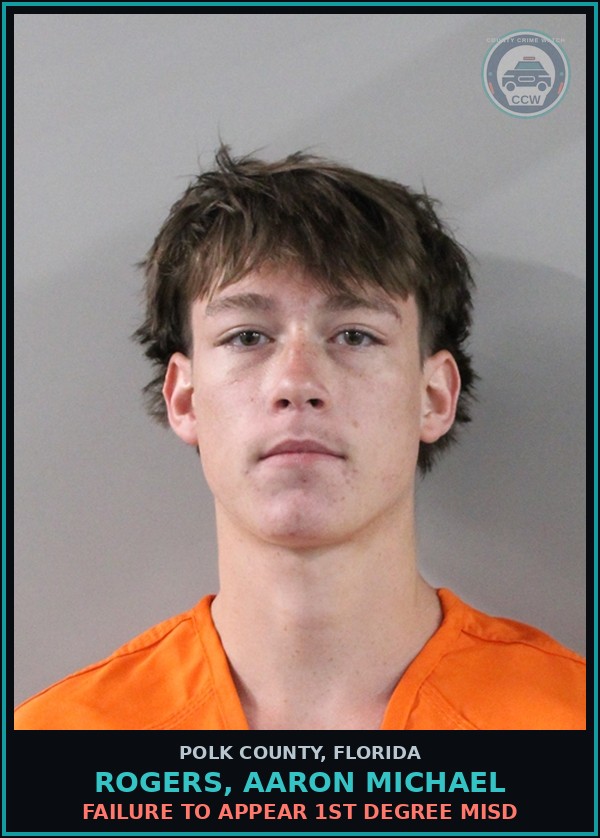 Booking mugshot of ROGERS, AARON MICHAEL in Polk County