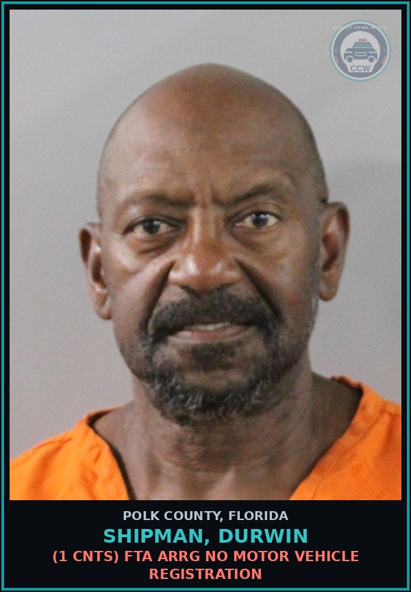 Booking mugshot of SHIPMAN, DURWIN in Polk County